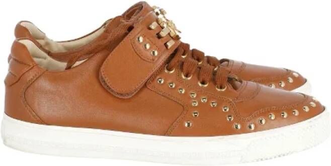 Versace Pre-owned Leather sneakers Brown Dames