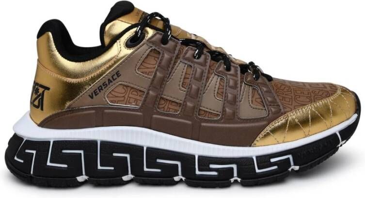 Versace Sneaker Trigreca in misto pelle oro Brown Heren