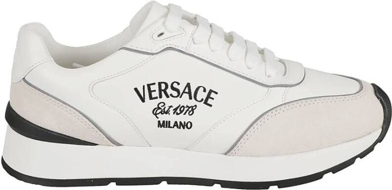 Versace Witte Leren Sneakers met Borduursel White Heren