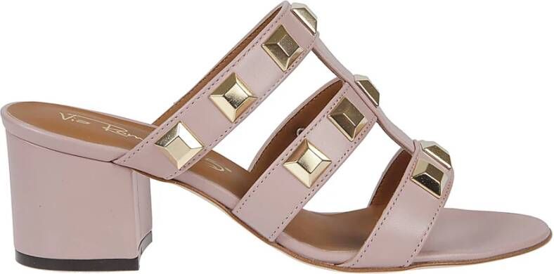 Via Roma 15 Roze Studded Band Mules voor vrouwen Pink Dames