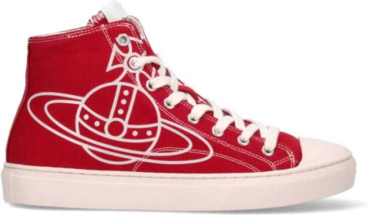 Vivienne Westwood Rode Canvas Sneakers met Handtekening Orb Logo Red Heren