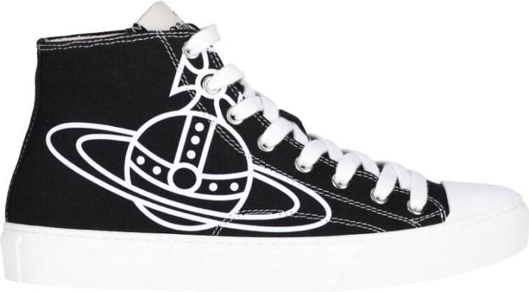 Vivienne Westwood Zwart en Wit Canvas High Top Sneakers Black Heren