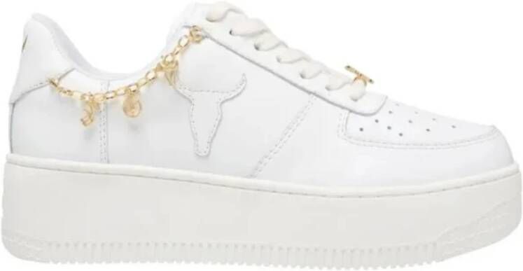 Windsor Smith Glamoureuze Bianca Sneakers met Gouden Logo en Kettingdetail Wit Dames