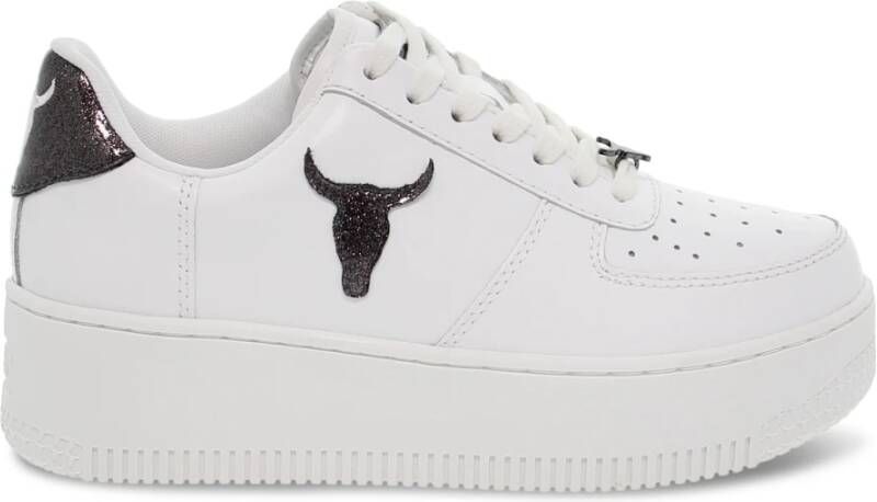Windsor Smith Leren Sneakers voor Dames Wit en Zwart Wit Dames