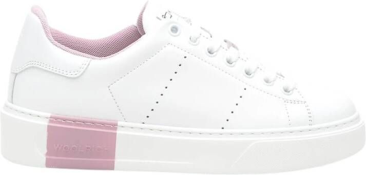 Woolrich Witte en Roze Leren Sneakers White Dames