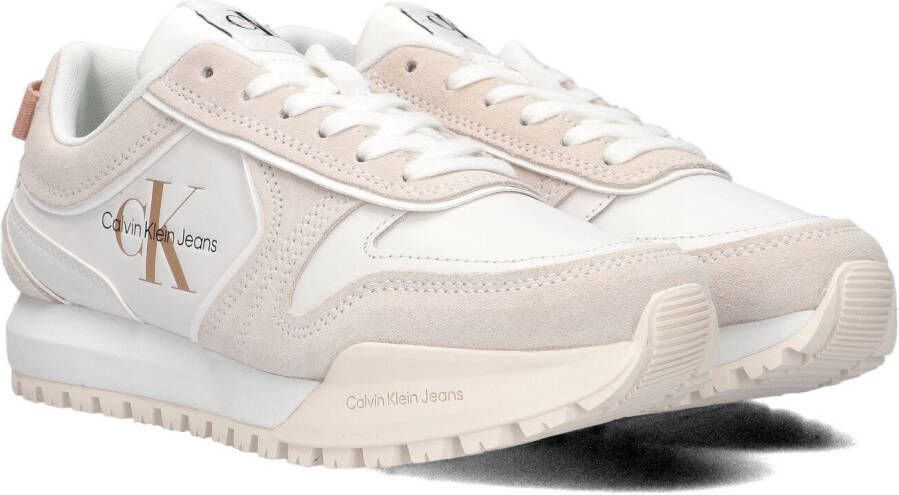 Calvin Klein Witte Lage Sneakers Tooth Runner Irregular Lines Dames