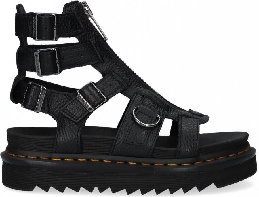 Dr. Martens Zwarte Leren Plateau Sandalen met Rits Black Dames