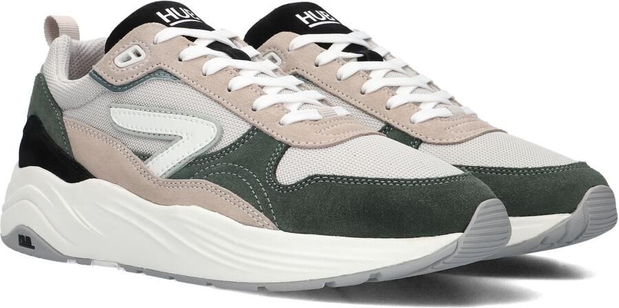 HUB Glide S43 chunky suède sneakers grijsgroen beige