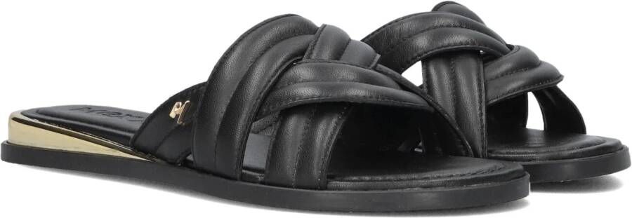 Mexx Twisted Strap Leather Slippers Black Dames