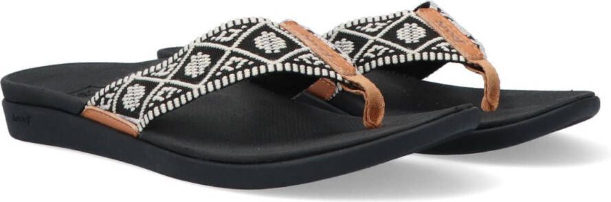 Reef Ortho Wovenblack White Dames Slippers Zwart Wit