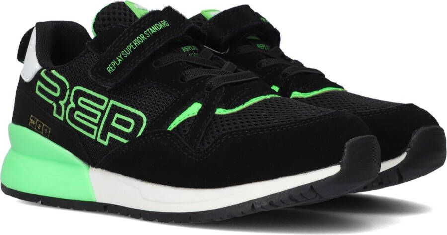 Replay SHOOT JR-1 suede sneakers zwart groen Logo 28