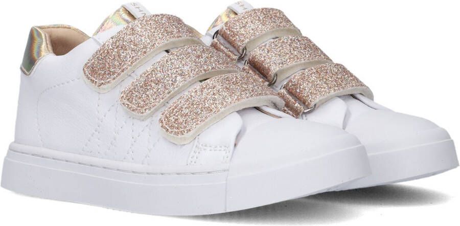 Shoesme leren sneakers wit goud met glitters Meisjes Leer Meerkleurig 21