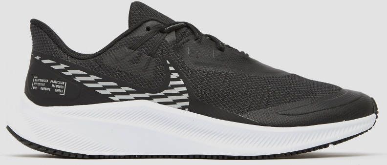 Nike quest 3 shield hardloopschoenen zwart grijs heren