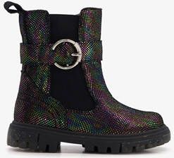 TwoDay leren meisjes Chelsea boots zwart metallic