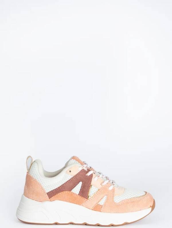 Sissy-Boy Zacht Oranje Sneakers Met Paarse Details