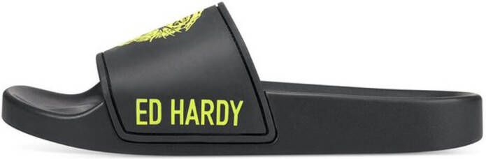 Ed Hardy Teenslippers Sexy beast sliders black-fluo yellow