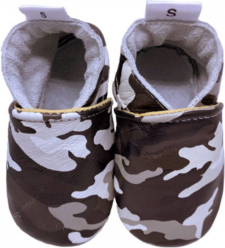 Babysteps leren babyslofjes met camouflageprint Bruin Jongens Leer Camouflage 24 25