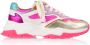 DWRS LABEL Chester White Neon Pink Roze Leer Lage sneakers Dames - Thumbnail 1