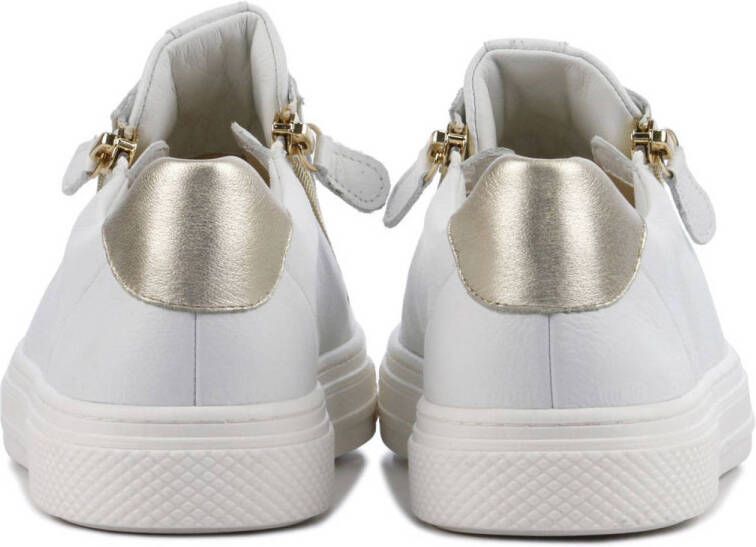 Hassia 301238 comfort leren sneakers wit goud