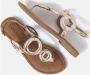 Lazamani ladies sandals rounds metallic Goud Leer Platte sandalen Dames - Thumbnail 10