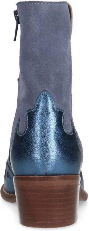 Manfield Dames Blauwe suède metallic cowboy laarzen - Foto 3