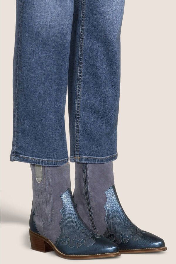 Manfield Dames Blauwe suède metallic cowboy laarzen - Foto 4