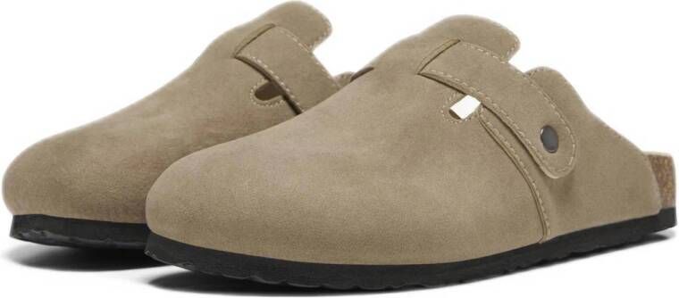 ONLY leren clogs taupe