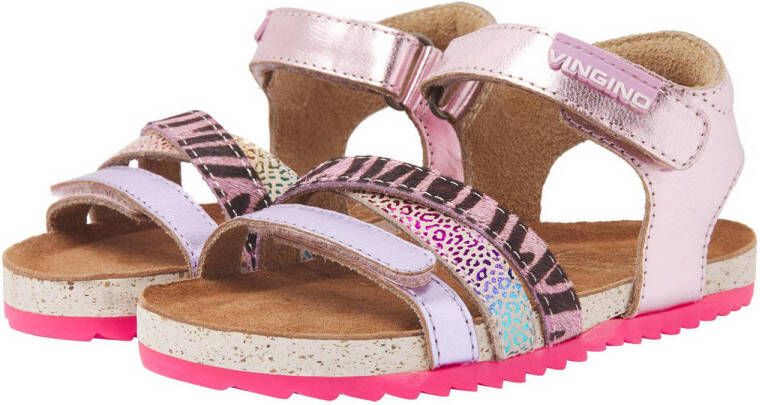 VINGINO Vikki leren sandalen met dierenprint roze Meisjes Leer Dierenprint 27