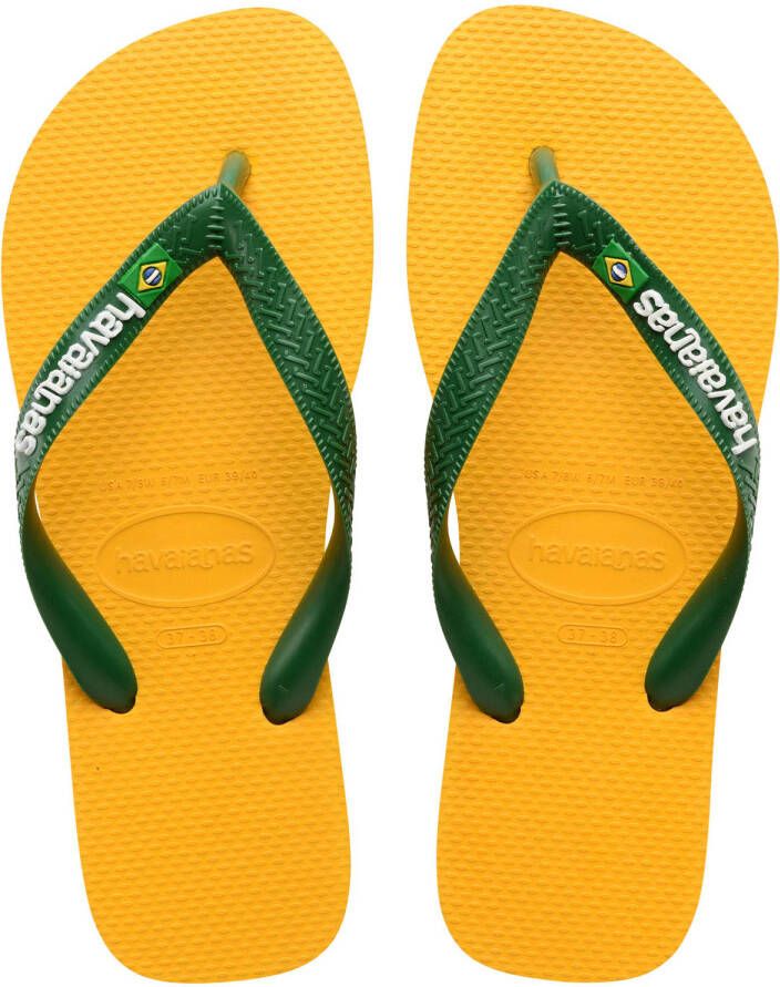 Havaianas Brasil Logo teenslippers geel groen Jongens Meisjes Rubber 29 30