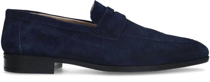 Manfield Black Label suède loafers donkerblauw