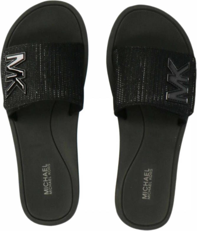 Michael Kors Glitter Platform Slide plateau slippers zwart