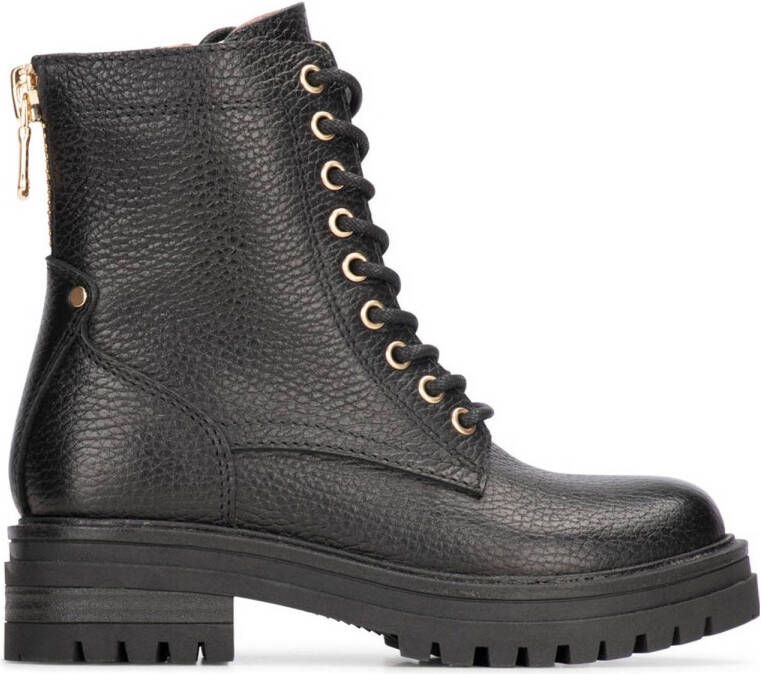 PS Poelman Monk leren veterboots zwart Meisjes Leer Effen 32