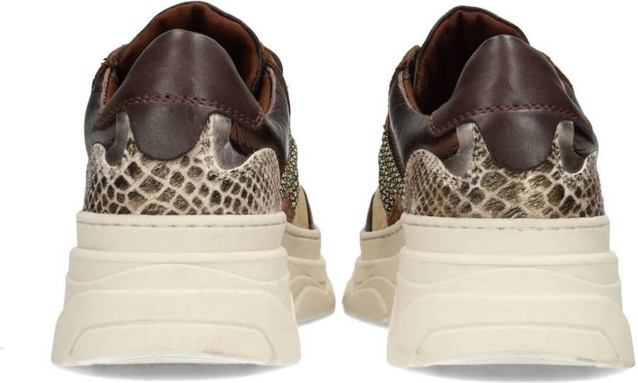 PS Poelman JANA Dames Sneakers Bruin Met Combinatie