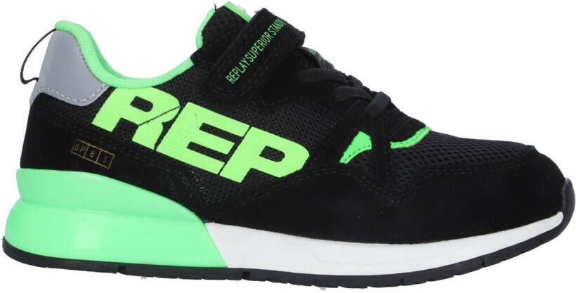 Replay Shoot Jr suède sneakers zwart groen Jongens Suede Meerkleurig 37