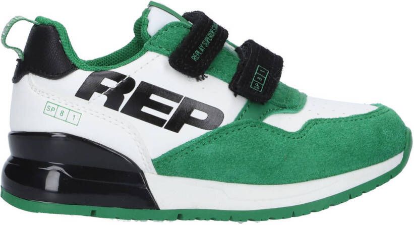 Replay Shoot kid suède sneakers groen wit Jongens Suede Meerkleurig 25
