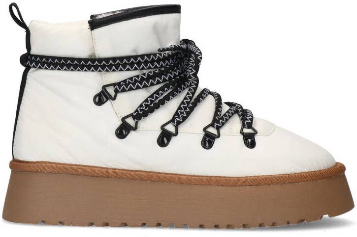 Sacha Dames Offwhite puffer veterboots met plateau zool
