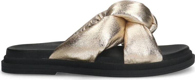 Sacha Dames Gouden slippers met knoop detail