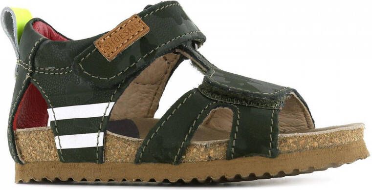 Shoesme BI22S086 A leren sandalen met camouflageprint groen