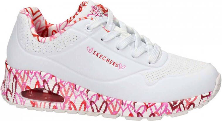 Skechers Uno Loving Me sneakers wit rood roze