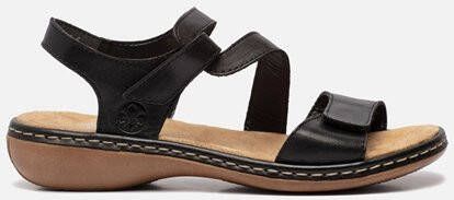 Rieker Comfortabele Zwarte Sandaal met Klittenbandsluiting Black Dames