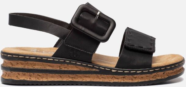 Rieker Zwarte sandaal met klittenbandsluiting Black Dames