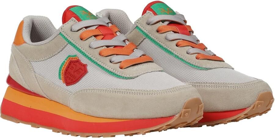 19V69 ITALIA Sneakers laag 'Venezia 2.1' donkerbeige groen oranje rood - Foto 2