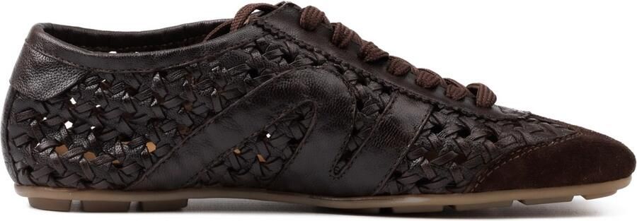 5pm MARINE Dames Sneaker Gevlochten Leder Donkerbruin