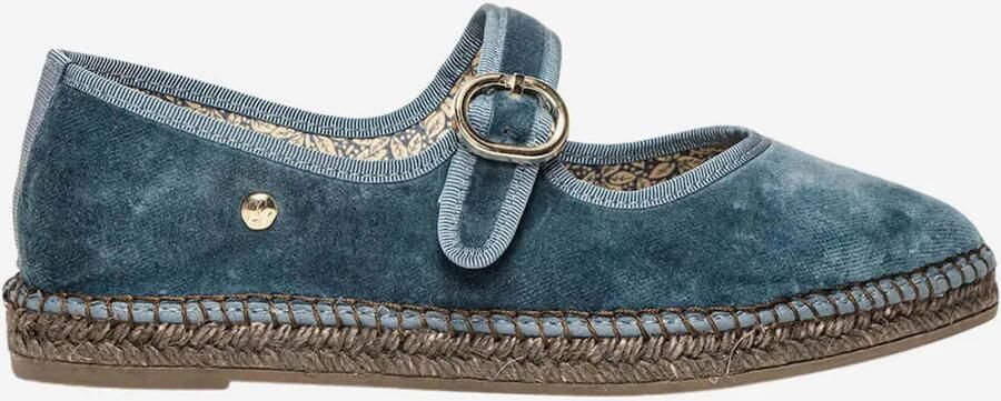 Alhamas Ballerina met riempjes 'Alpargata Terciopelo' blauw denim