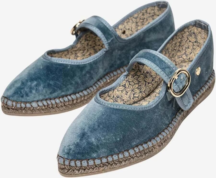 Alhamas Ballerina met riempjes 'Alpargata Terciopelo' blauw denim - Foto 3