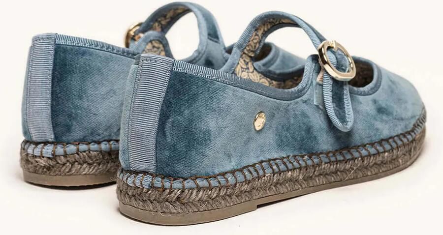 Alhamas Ballerina met riempjes 'Alpargata Terciopelo' blauw denim - Foto 5