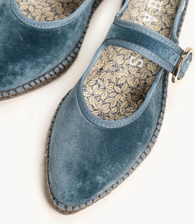 Alhamas Ballerina met riempjes 'Alpargata Terciopelo' blauw denim - Foto 2