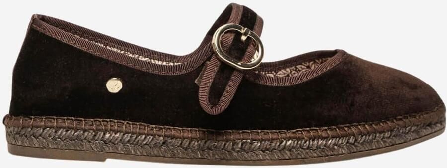 Alhamas Ballerina met riempjes 'Alpargata Terciopelo' donkerbruin