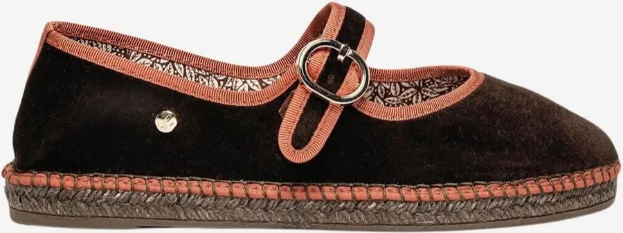 Alhamas Ballerina met riempjes 'Alpargata Terciopelo' donkerbruin