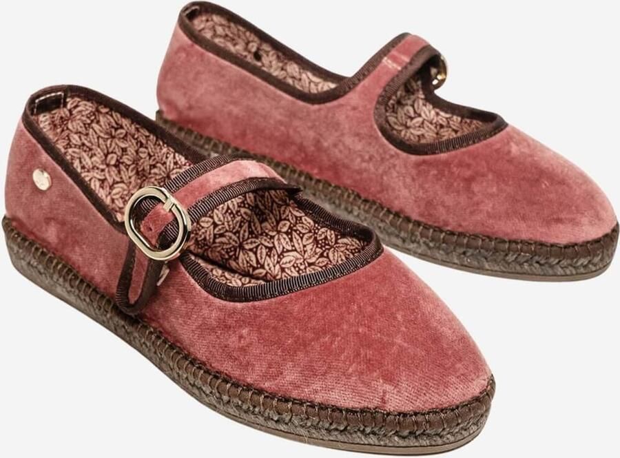 Alhamas Ballerina met riempjes 'Alpargata Terciopelo' donkerroze - Foto 3